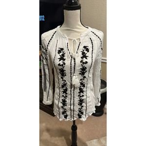Womens Monsoon Embroidered Top  Size Small